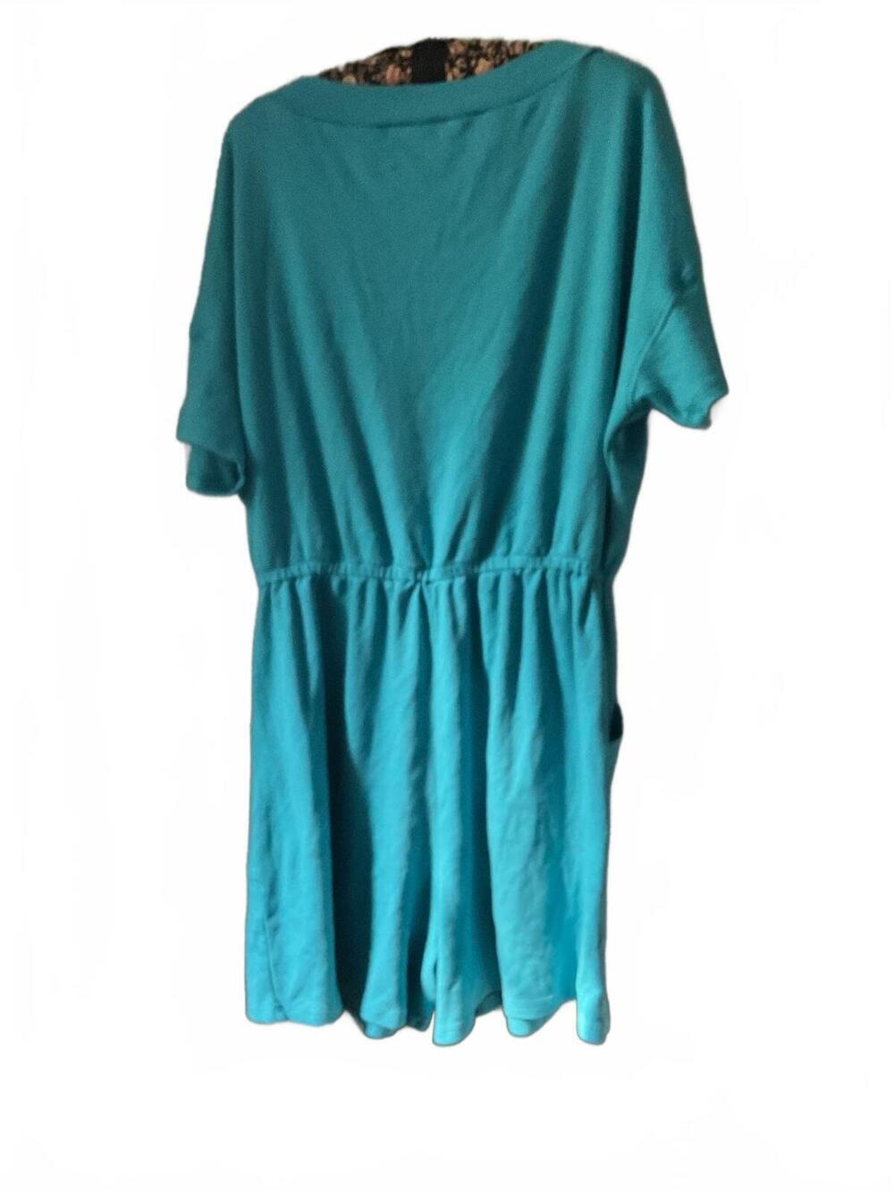 Zenana Women's Turquoise Short Sleeve Romper with Pockets Size 1X - Picture 8 of 10